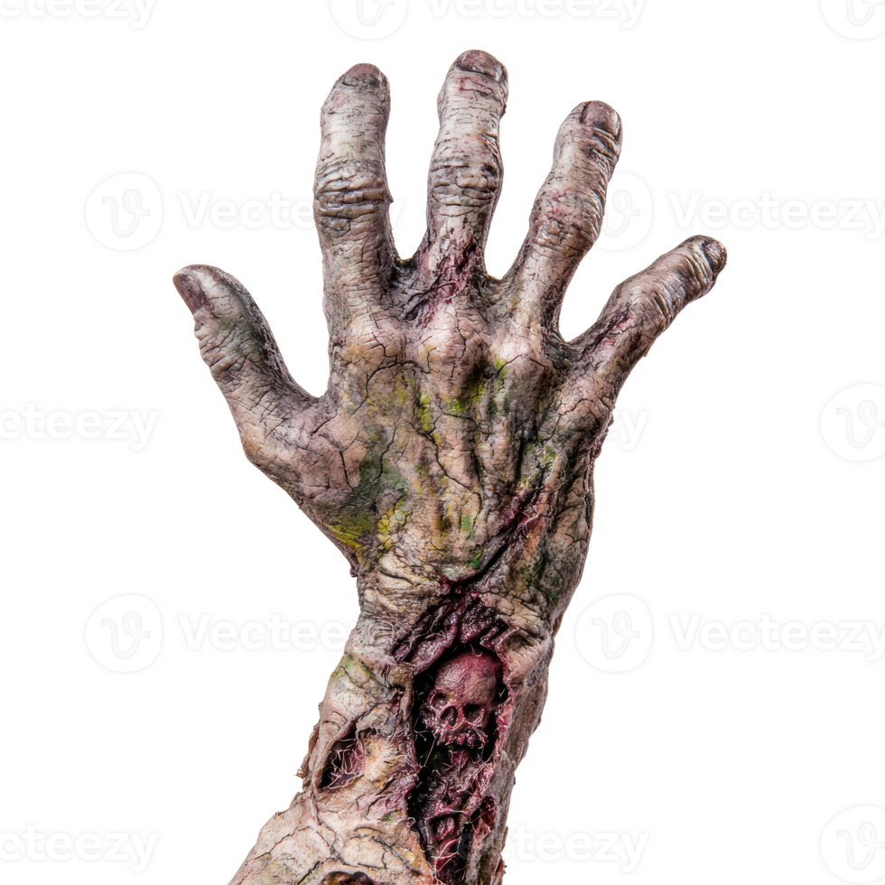 a hand with a zombie isolate on transparency background png