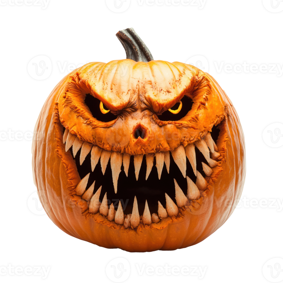 halloween pumpkin with teeth on transparent background png