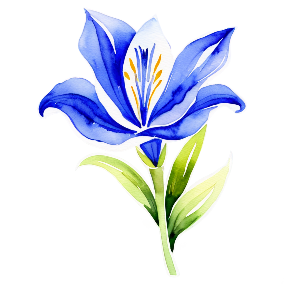 Blue flower watercolor clipart png