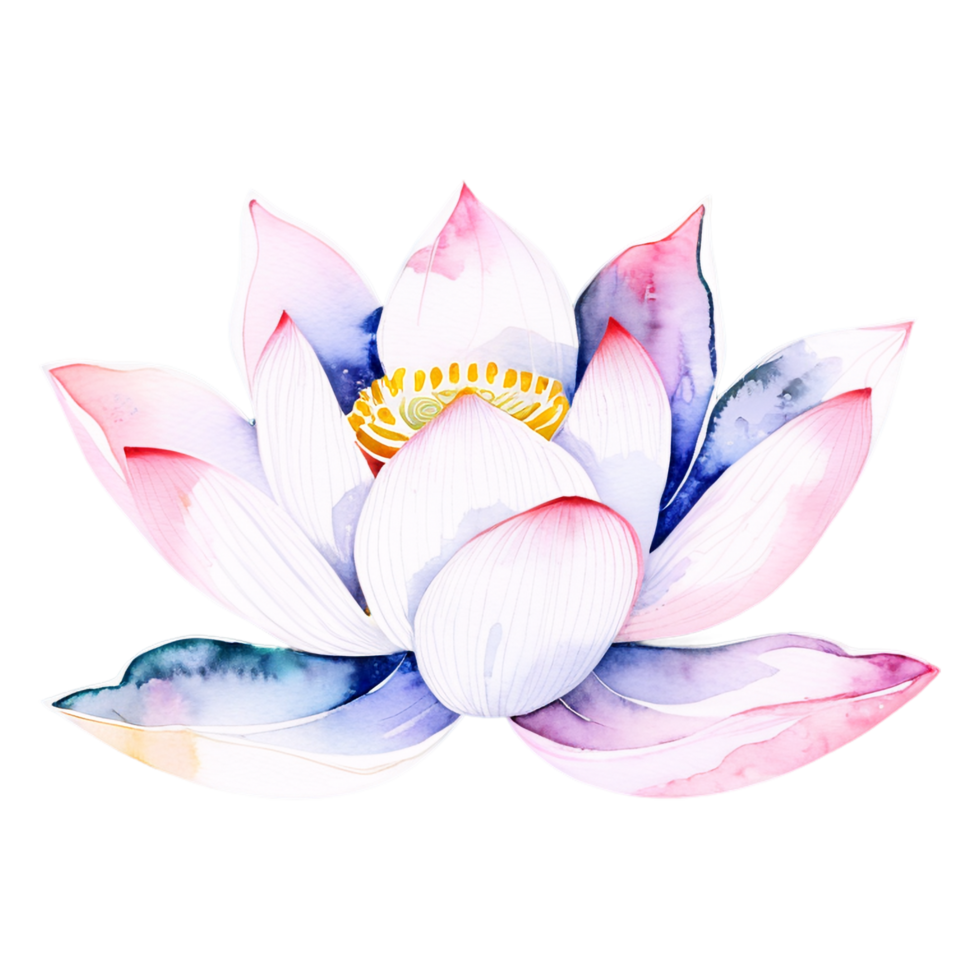 A watercolor lotus flower is shown on a black background png
