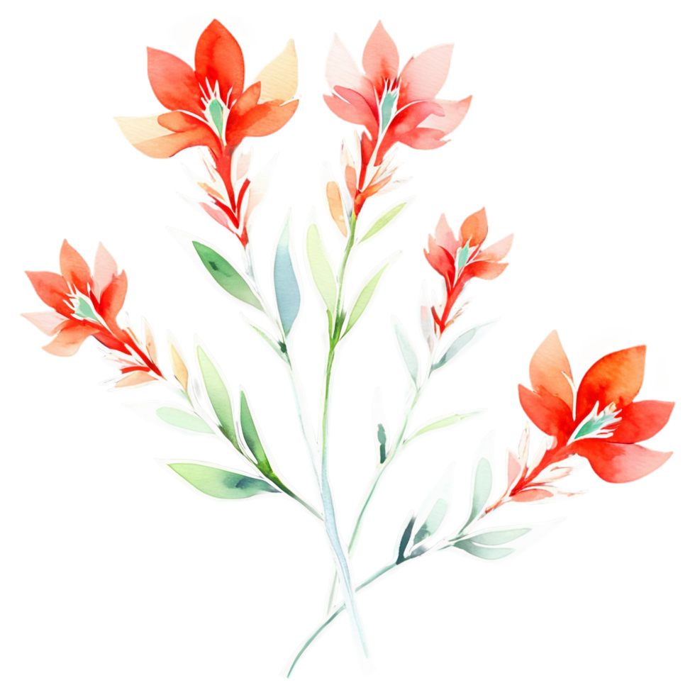 Watercolor flowers on black background png