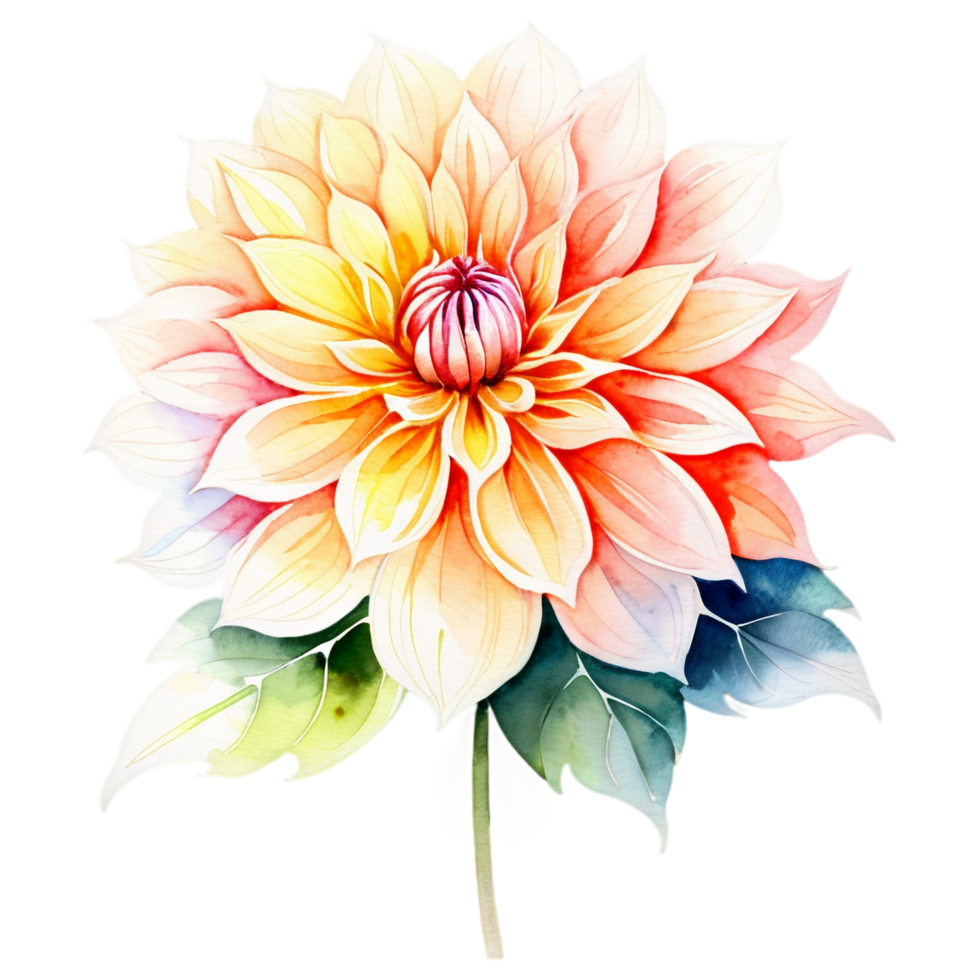 Watercolor painting of a dahlia flower png