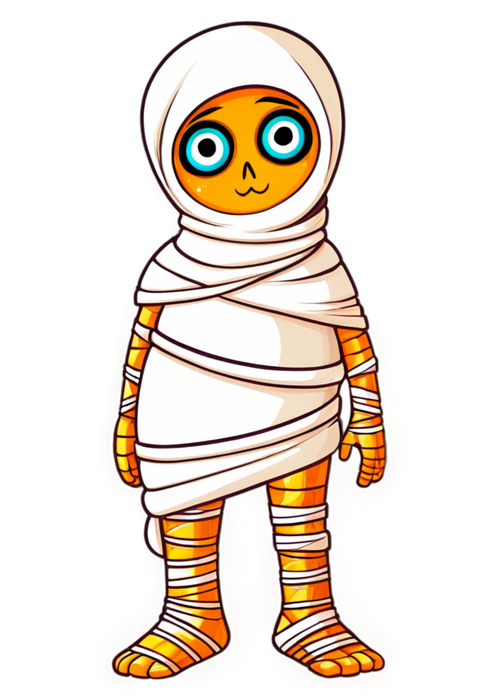 Halloween Featured Mummy Wrapped In Bandages Concept Art Optimized For Clothing, Socks, Cool Sticker, Metal Print, Bath Mat png