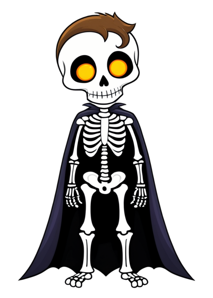 Halloween Dedicated Skeleton In A Superhero Costume Design Made For Fashion Wear, Hats, Car Sticker, Wall Art, Acrylic Block png