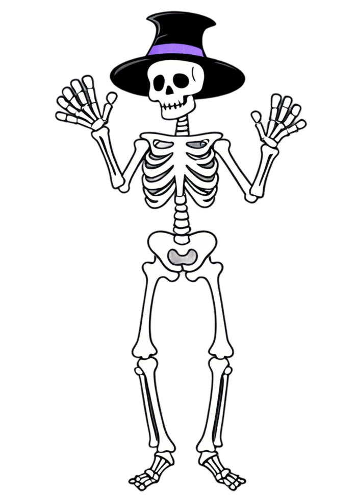 Halloween Characterized Friendly Skeleton Waving Or Dancing Decorative Piece Perfect For Long Sleeve, Women's Clothing, Anime Sticker, Canvas Print, Bedding png