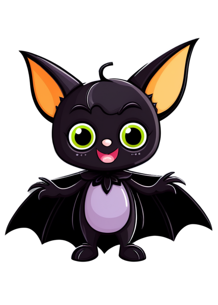 Halloween Based Cartoon Bat In A Costume Illustration Perfectly Matched For Tee, Kids Babies Clothes, Water Bottle Sticker, Canvas Print, Bedding png