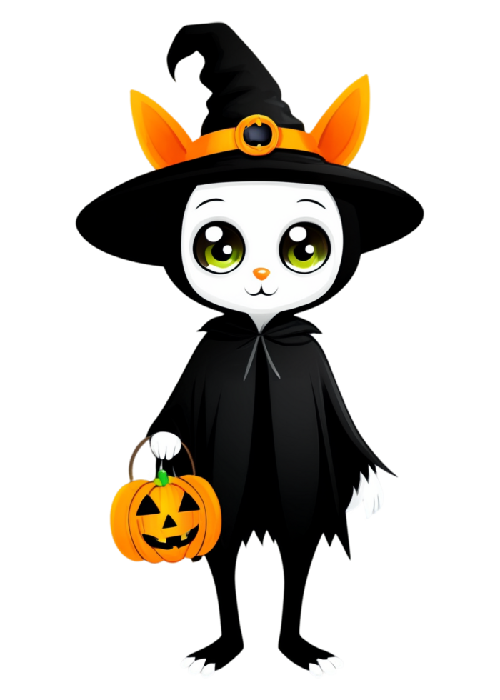 Halloween Influenced Animal Friend Trick or treating Clipart Best For Hoodie, Tank Tops, Laptop Sticker, Wall Art, Acrylic Block png