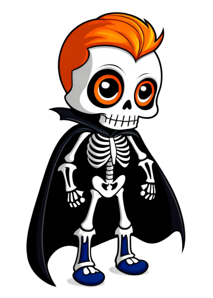 Halloween Characterized Skeleton In A Superhero Costume Digital Art Well Suited For Long Sleeve, Women's Clothing, Anime Sticker, Wall Art, Acrylic Block png