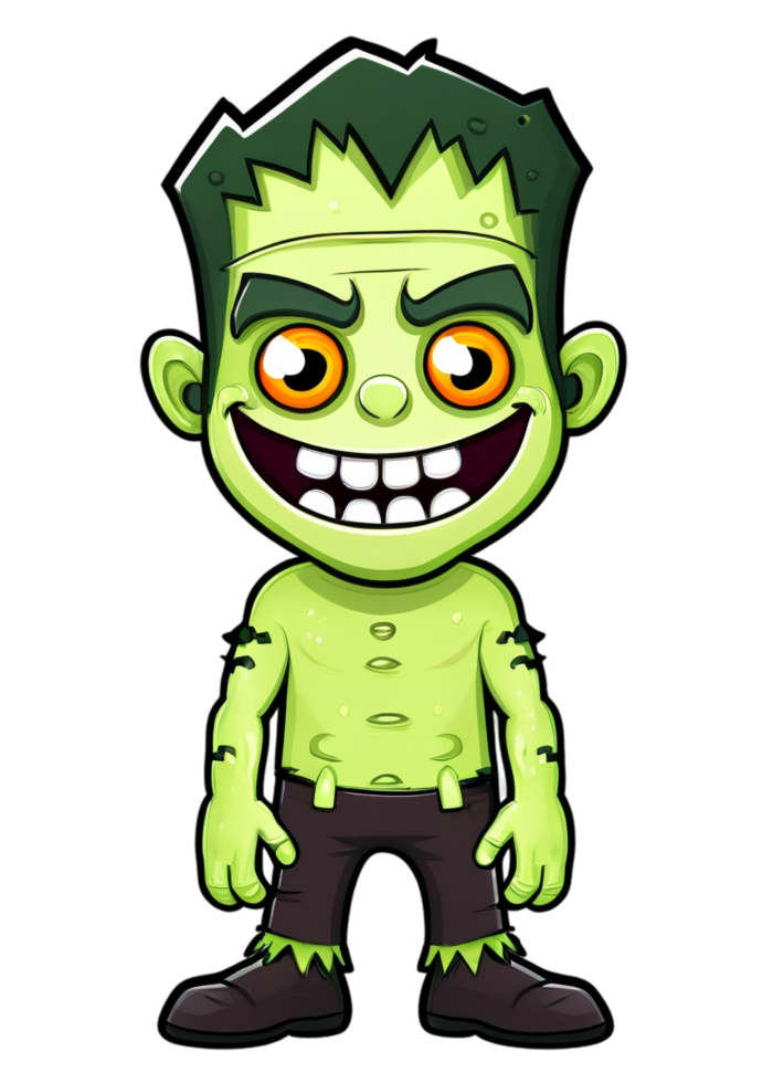 Halloween Themed Funny Frankenstein With A Smile Graphic Element Perfectly Matched For Casual Wear, Men's Clothing, Water Bottle Sticker, Art Board Print, Mug png