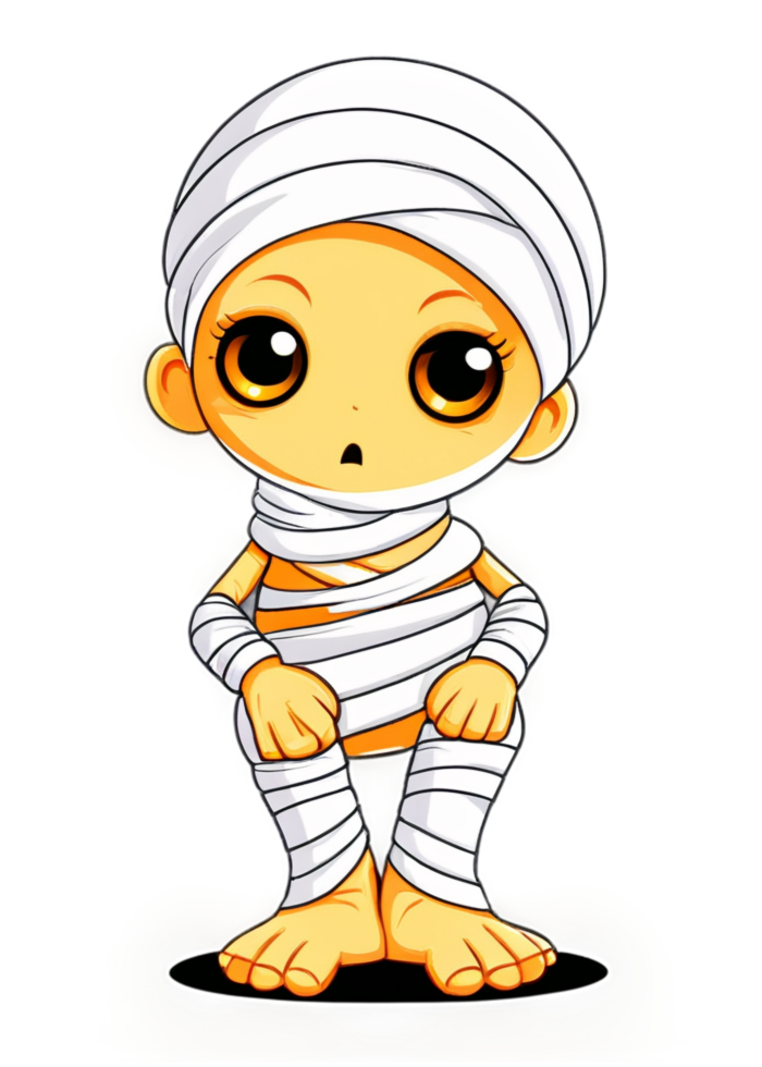 Halloween Featured Cute Mummy Unraveling Itself Concept Art Well Suited For Clothing, Socks, Anime Sticker, Poster, Aprons png