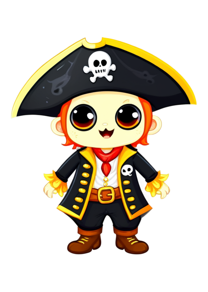 Halloween Featured Monster In A Pirate Outfit Graphic Element Optimized For Clothing, Socks, Cool Sticker, Canvas Print, Bedding png