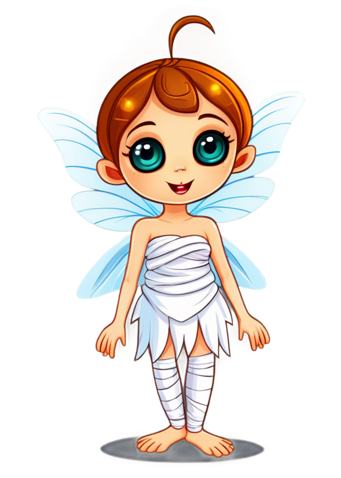 Halloween Based Cute Mummy Dressed As A Fairy Digital Art Designed For Tee, Kids Babies Clothes, Car Sticker, Metal Print, Bath Mat png