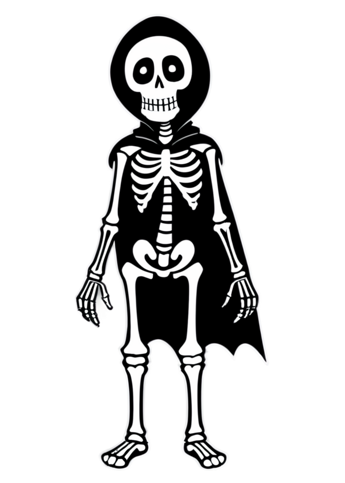 Halloween Illustrated Skeleton In A Superhero Costume Illustration Ready For Sweatshirt, Scarves, Laptop Sticker, Art Board Print, Mug png