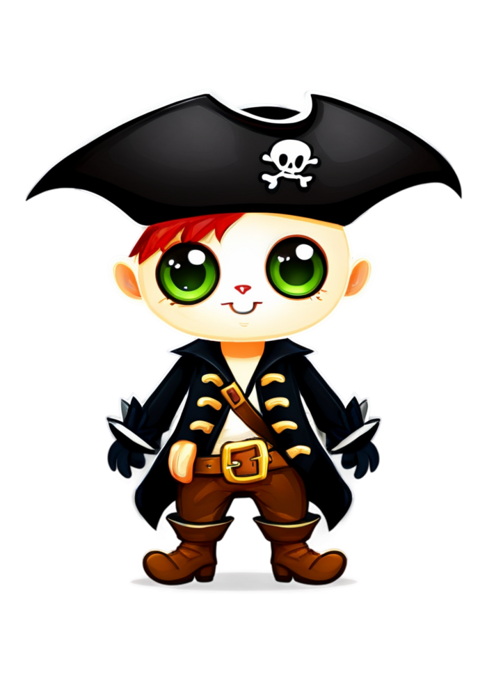 Halloween Based Monster In A Pirate Outfit Illustration Suitable For Tee, Kids Babies Clothes, Bumper Sticker, Framed Print, Throw Blanket png