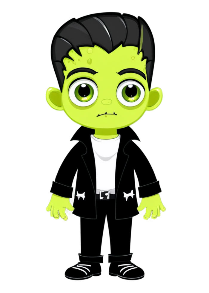 Halloween Styled Frankenstein Monster In Cute Clothing Render Perfectly Matched For Apparel, Accessories, Water Bottle Sticker, Canvas Print, Bedding png