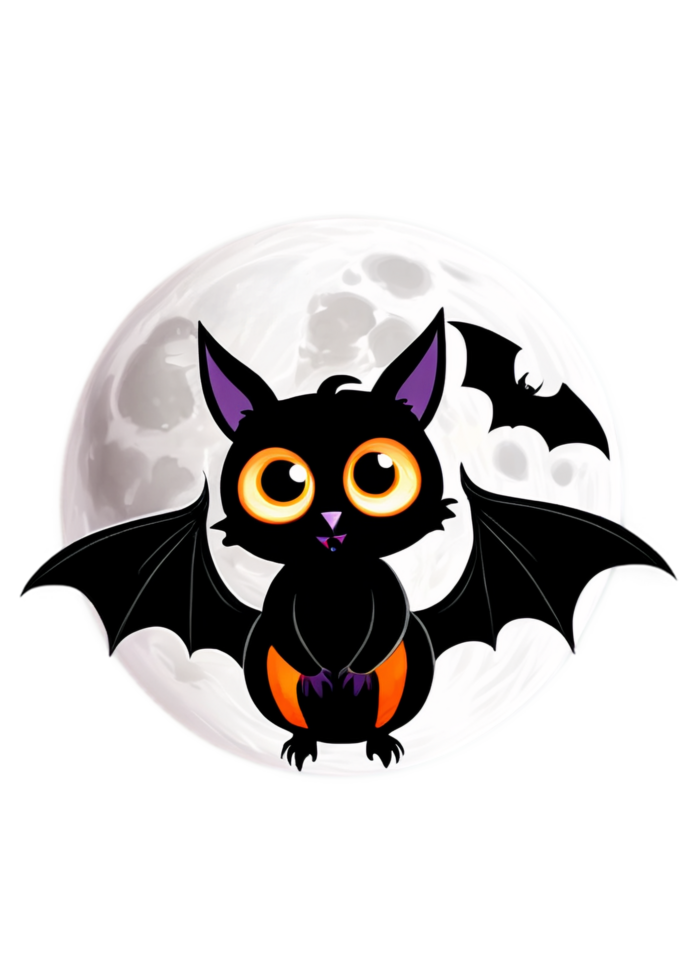 Halloween Characterized Full Moon With A Bat Or Witch Render Perfectly Matched For Long Sleeve, Women's Clothing, Water Bottle Sticker, Metal Print, Bath Mat png
