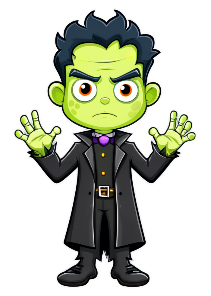 Halloween Styled Happy Frankenstein With Friends Composition Great For Apparel, Accessories, Cool Sticker, Framed Print, Throw Blanket png
