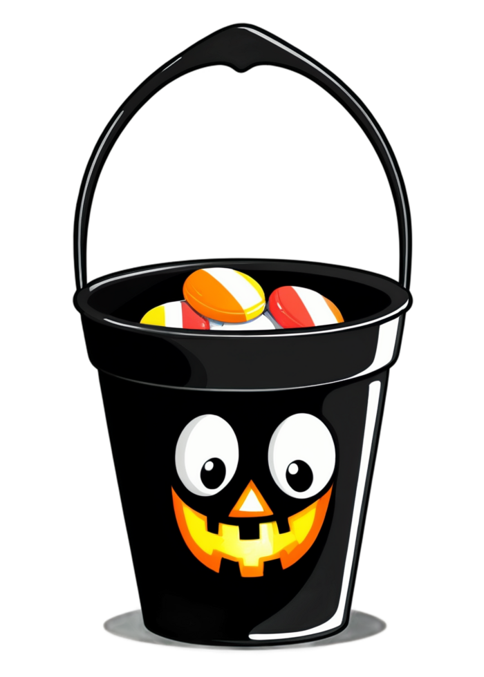 Halloween Influenced Trick or treat Candy Bucket Clipart Excellent For Hoodie, Tank Tops, Funny Sticker, Canvas Print, Bedding png
