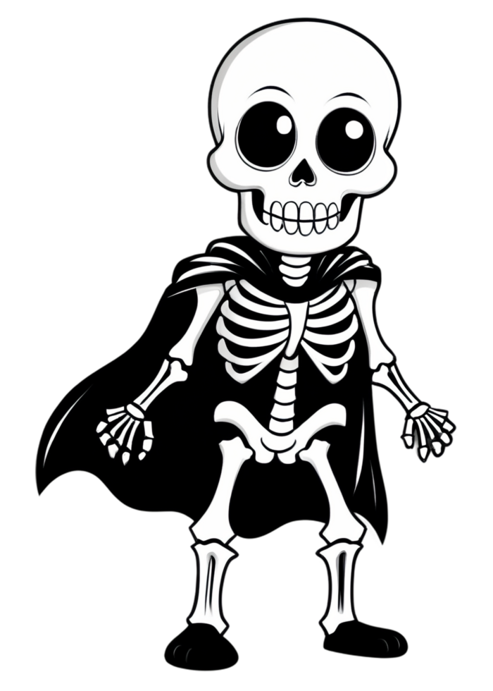 Halloween Highlighted Skeleton In A Superhero Costume Artwork Optimized For Pullover, Dresses, Cool Sticker, Canvas Print, Bedding png
