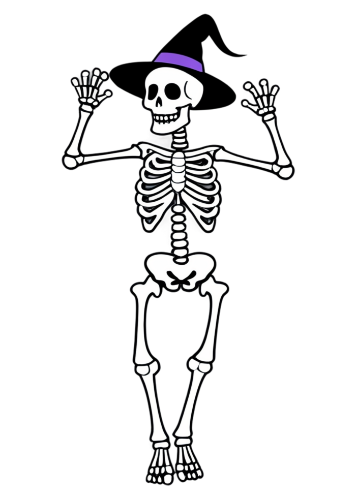 Halloween Styled Skeleton Dancing Or Posing Illustration Optimized For Apparel, Accessories, Cool Sticker, Metal Print, Bath Mat png