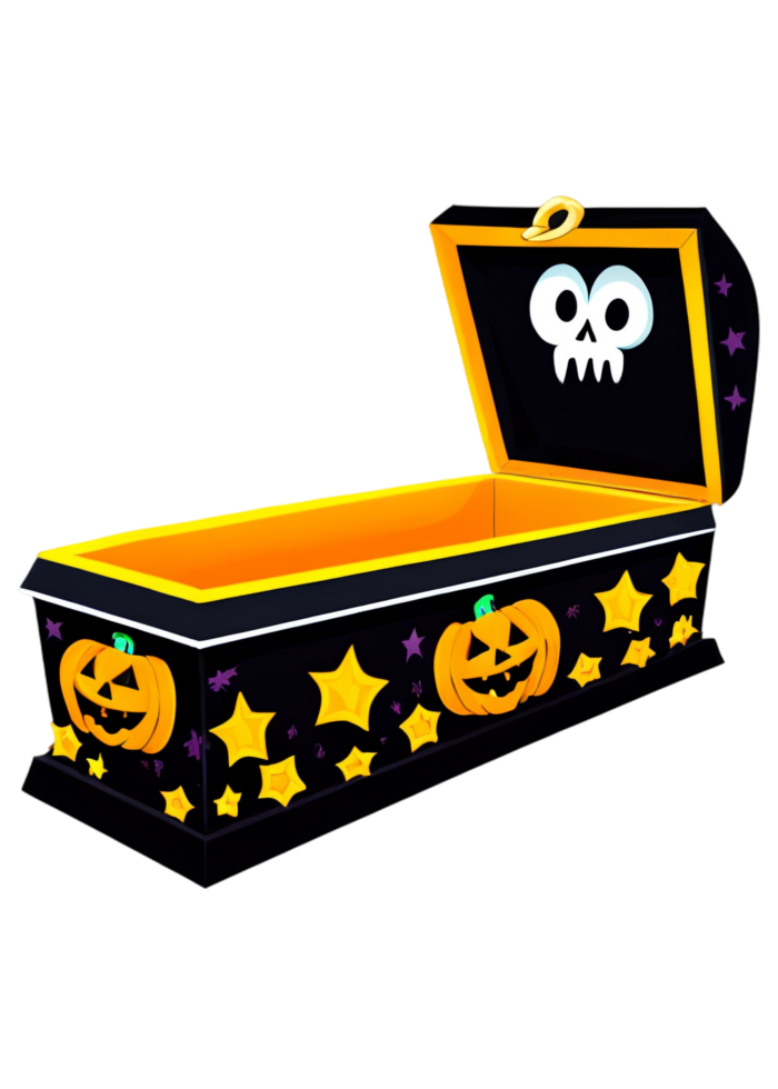 Halloween Based Coffin With Funny Or Cute Decorations Concept Art Suitable For Tee, Kids Babies Clothes, Bumper Sticker, Wall Art, Acrylic Block png
