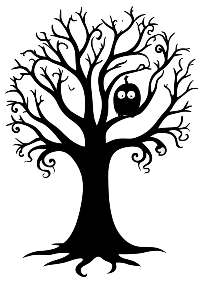 Halloween Focused Silhouette Of A Spooky Tree With No Leaves Digital Art Made For Outfit, Hoodies Sweatshirts, Car Sticker, Wall Art, Acrylic Block png