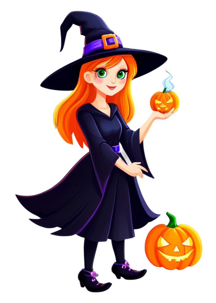 Halloween Illustrated Fun Witch Casting Spells Clipart Designed For Sweatshirt, Scarves, Car Sticker, Metal Print, Bath Mat png