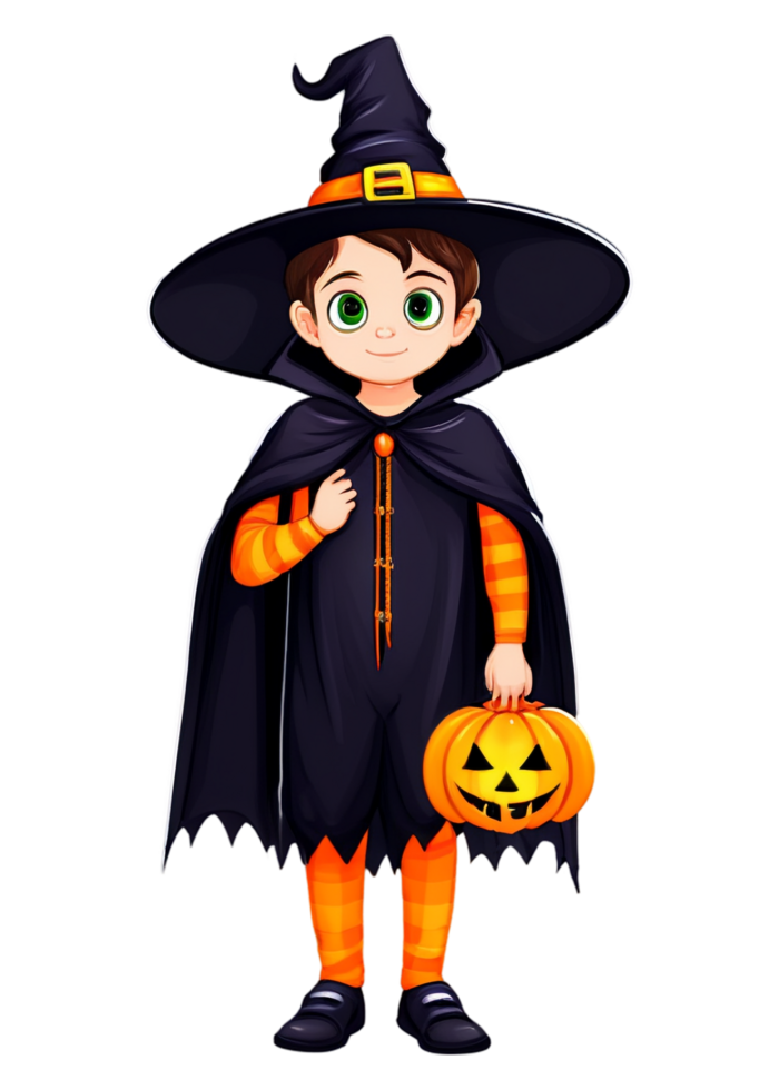 Halloween Themed Kid Dressed In A Halloween Costume Artwork Ready For Casual Wear, Men's Clothing, Laptop Sticker, Canvas Print, Bedding png