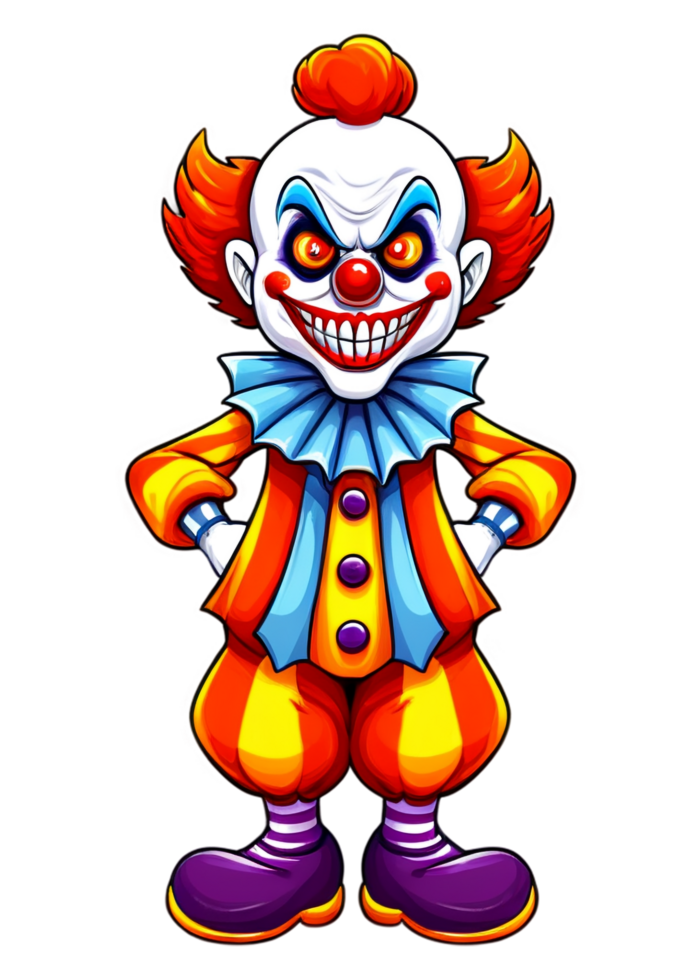 Halloween Based Evil Clown Character Digital Art Best For Tee, Kids Babies Clothes, Laptop Sticker, Framed Print, Throw Blanket png