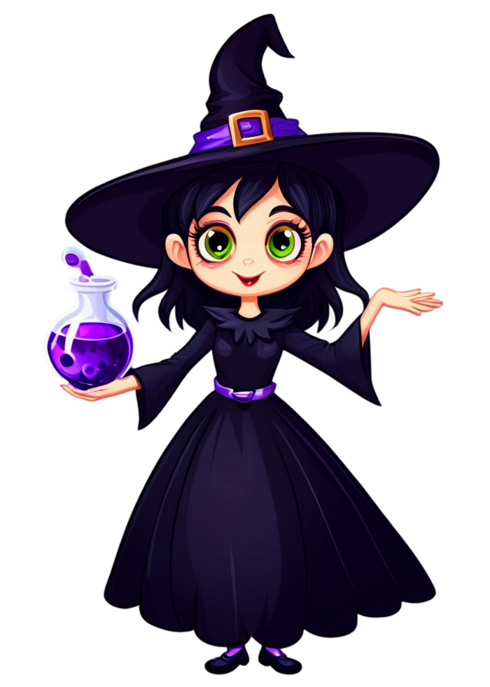Halloween Themed Happy Witch Making Potions Decorative Piece Designed For Casual Wear, Men's Clothing, Car Sticker, Metal Print, Bath Mat png