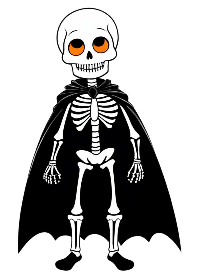 Halloween Based Skeleton In A Superhero Costume Artwork Made For Tee, Kids Babies Clothes, Car Sticker, Poster, Aprons png