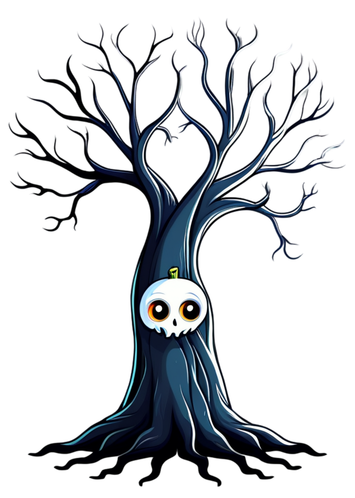 Halloween Featured Eerie Tree With No Leaves Decorative Piece Ready For Clothing, Socks, Laptop Sticker, Art Print, Throw Pillow png