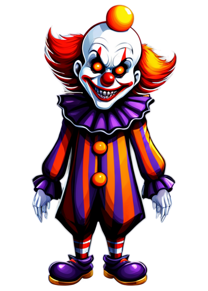 Halloween Oriented Evil Clown Character Render Made For Tank Top, Leggings, Car Sticker, Poster, Aprons png
