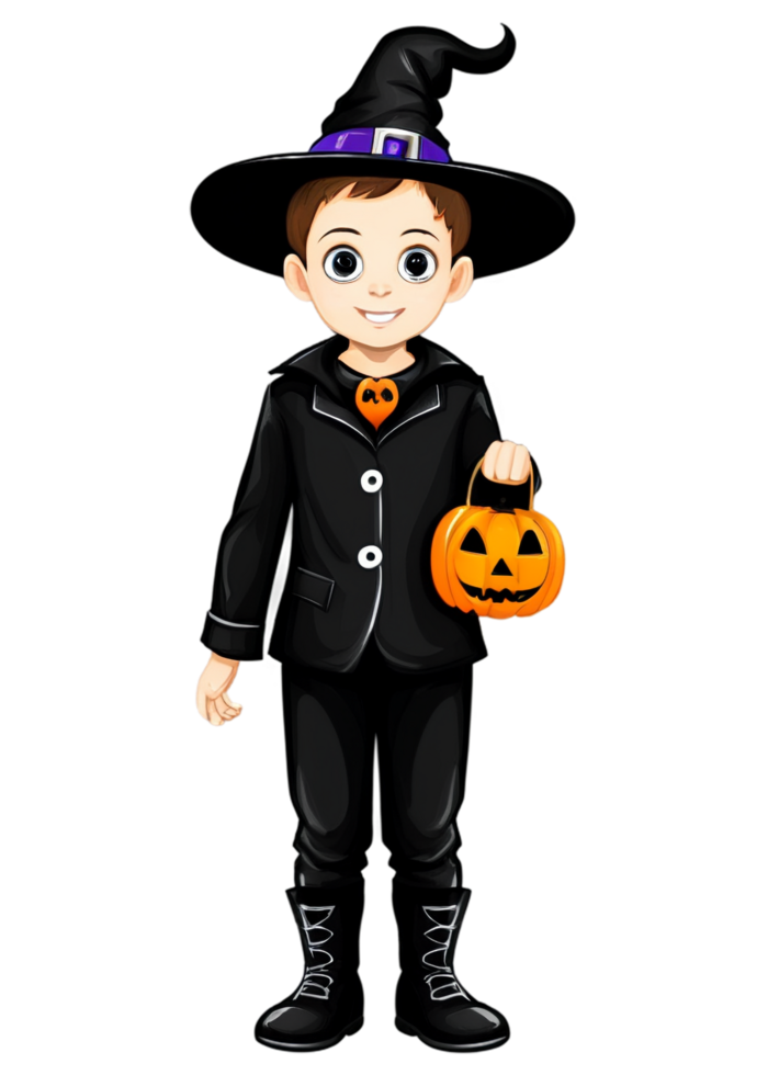 Halloween Focused Kid Trick or treating In A Costume Illustration Best For Outfit, Hoodies Sweatshirts, Laptop Sticker, Framed Print, Throw Blanket png