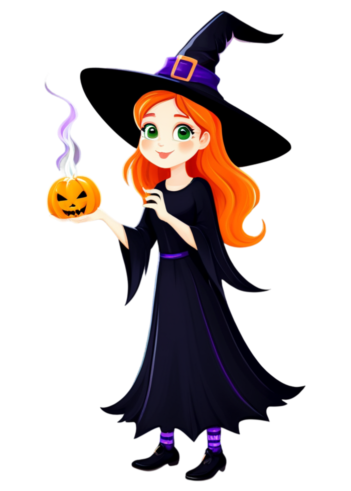 Halloween Oriented Fun Witch Casting Spells Digital Art Excellent For Tank Top, Leggings, Funny Sticker, Canvas Print, Bedding png