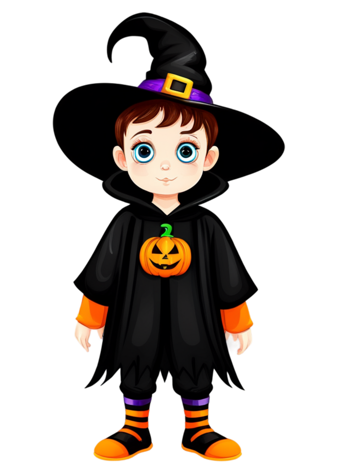 Halloween Based Kid Dressed In A Halloween Costume Graphic Element Suitable For Tee, Kids Babies Clothes, Bumper Sticker, Poster, Aprons png