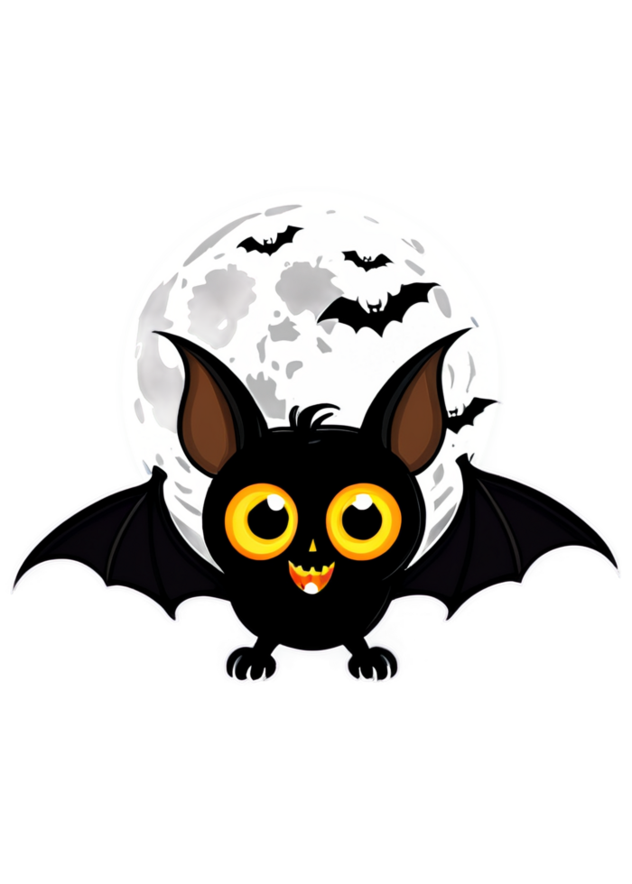 Halloween Focused Bat Flying In Front Of A Full Moon Decorative Piece Appropriate For Outfit, Hoodies Sweatshirts, Bumper Sticker, Art Print, Throw Pillow png