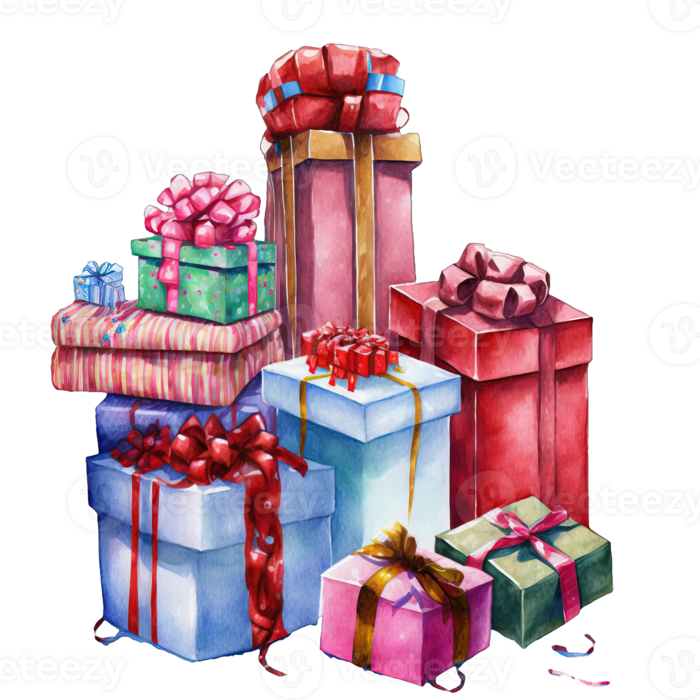 Festive Christmas Presents Against a Translucent Backdrop Elegantly Wrapped Gifts Reflecting Seasonal Joy png