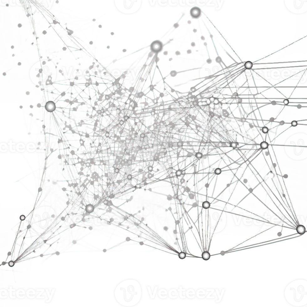 Elegant Dot Network An intricate web of interconnected nodes against a serene, transparent backdrop. Ideal for modern, tech-themed visuals that embody connectivity and sophistication. png