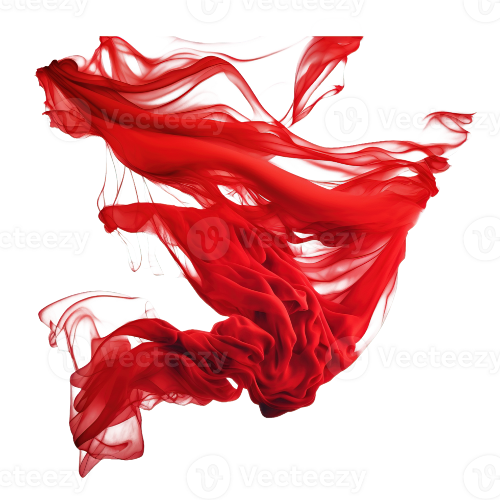Crimson Fabric Floating Gracefully on Transparent Canvas A Captivating Display of Fluid Elegance png