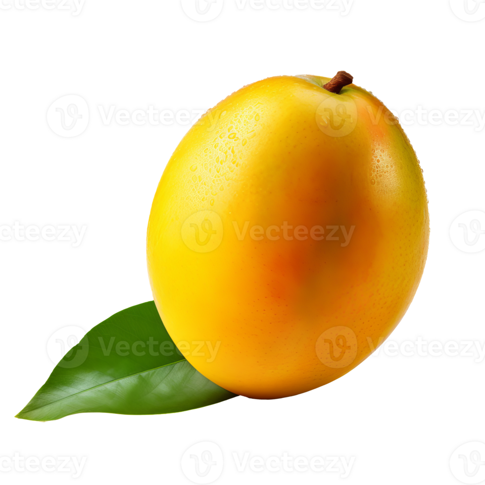 A ripe, vibrant mango depicted in full detail, rendered on a transparent background for versatile use. png