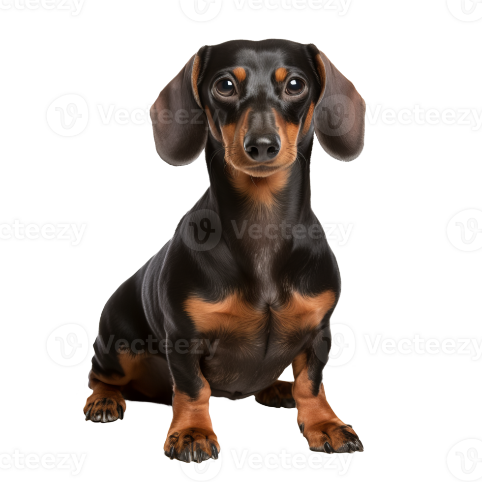 Dachshund breed dog displayed in its entirety against a clear, transparent backdrop for versatile use. png