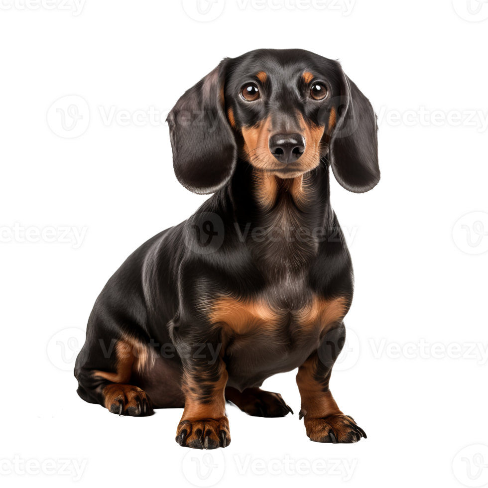 A full-body image of a Dachshund dog with a smooth coat, displayed stand-alone on a transparent background, showcasing its long silhouette. png