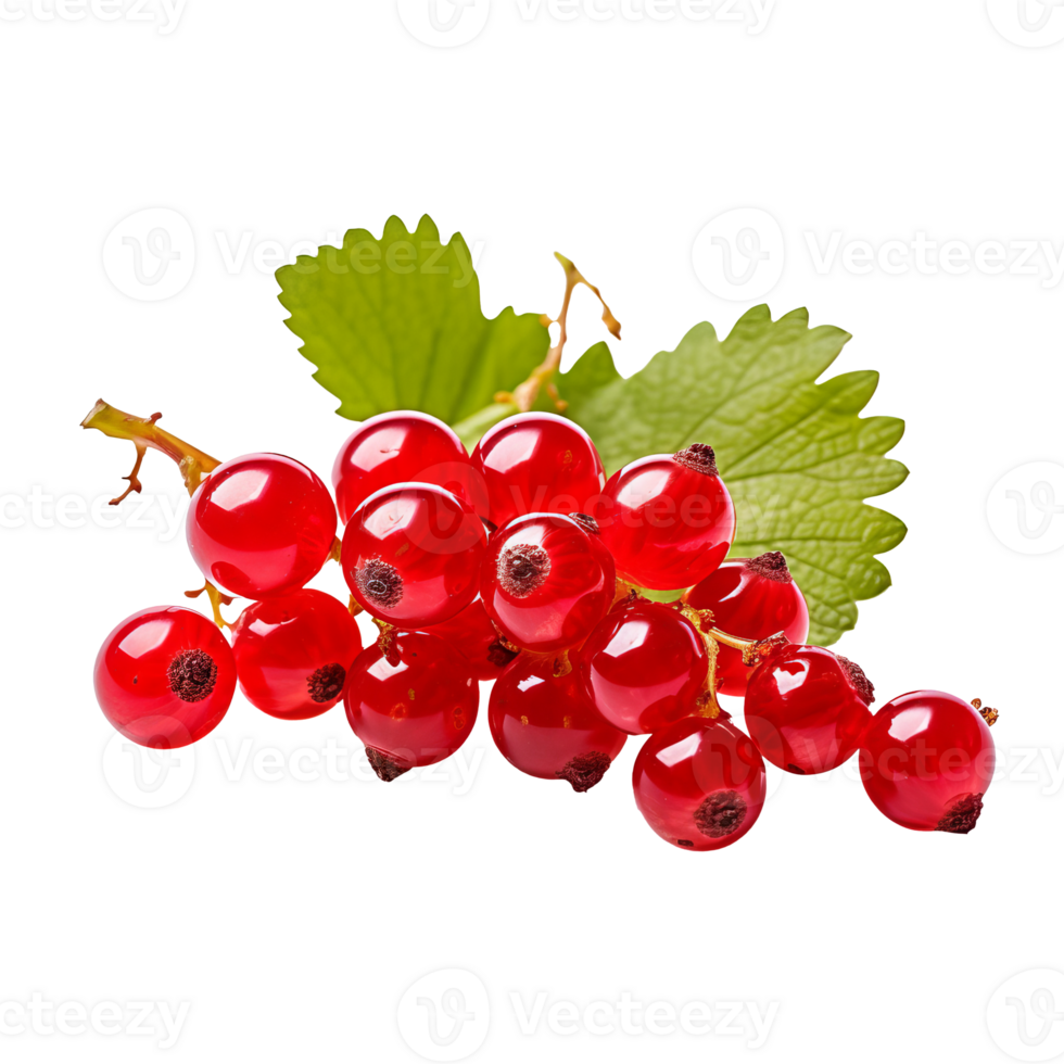 Full body currant fruit cluster in vibrant red, displayed vividly against a clear transparent background. png