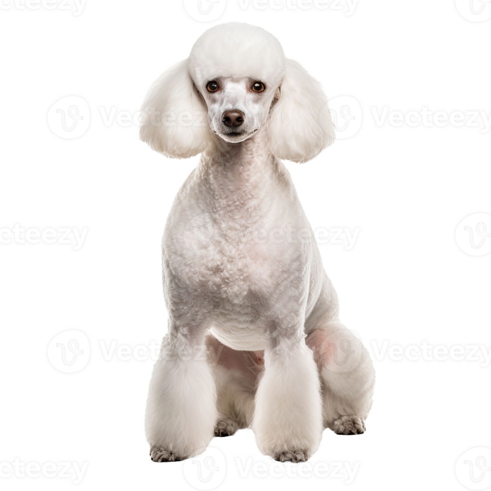 A full-body illustration of a Poodle dog standing, showcased on a transparent background for easy overlay and design integration. png