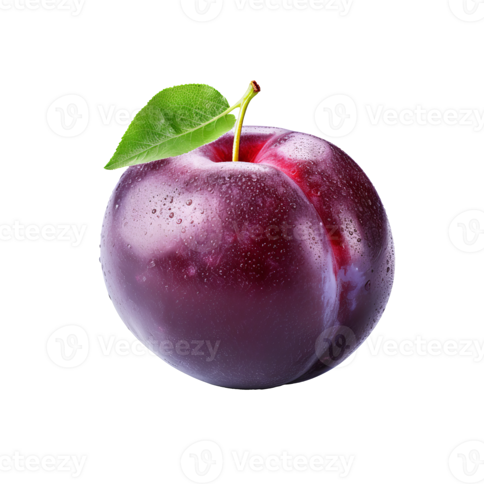 Plum a full-bodied, purple fruit with a smooth texture, depicted in its entirety, set against a clear, transparent backdrop. png