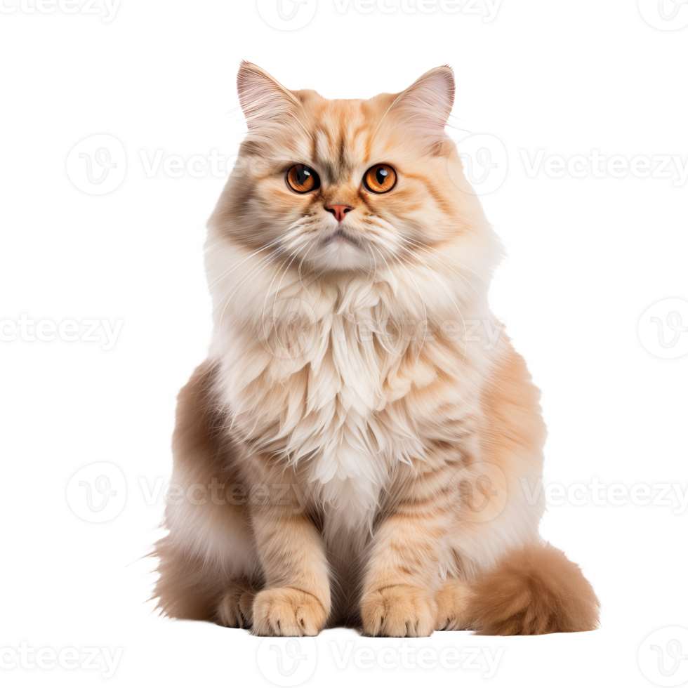 Persian cat with fluffy fur in full-body view, isolated on a transparent background for a clear, detailed image. png