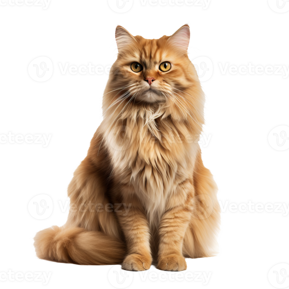 Persian cat showcased in full body pose, detailed fur texture, on a clean transparent background for easy editing or use. png