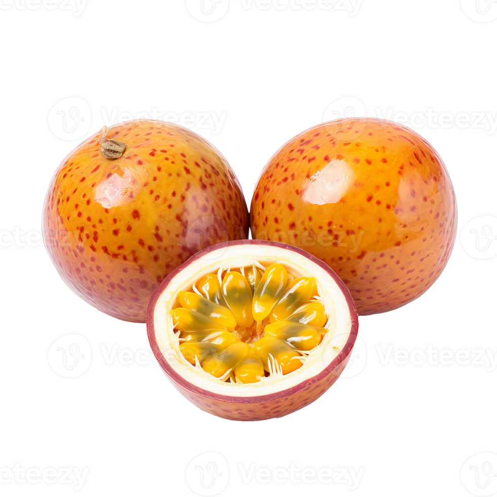 Passion fruit illustration, vivid and detailed, showcased in full, isolated on a clear background. png