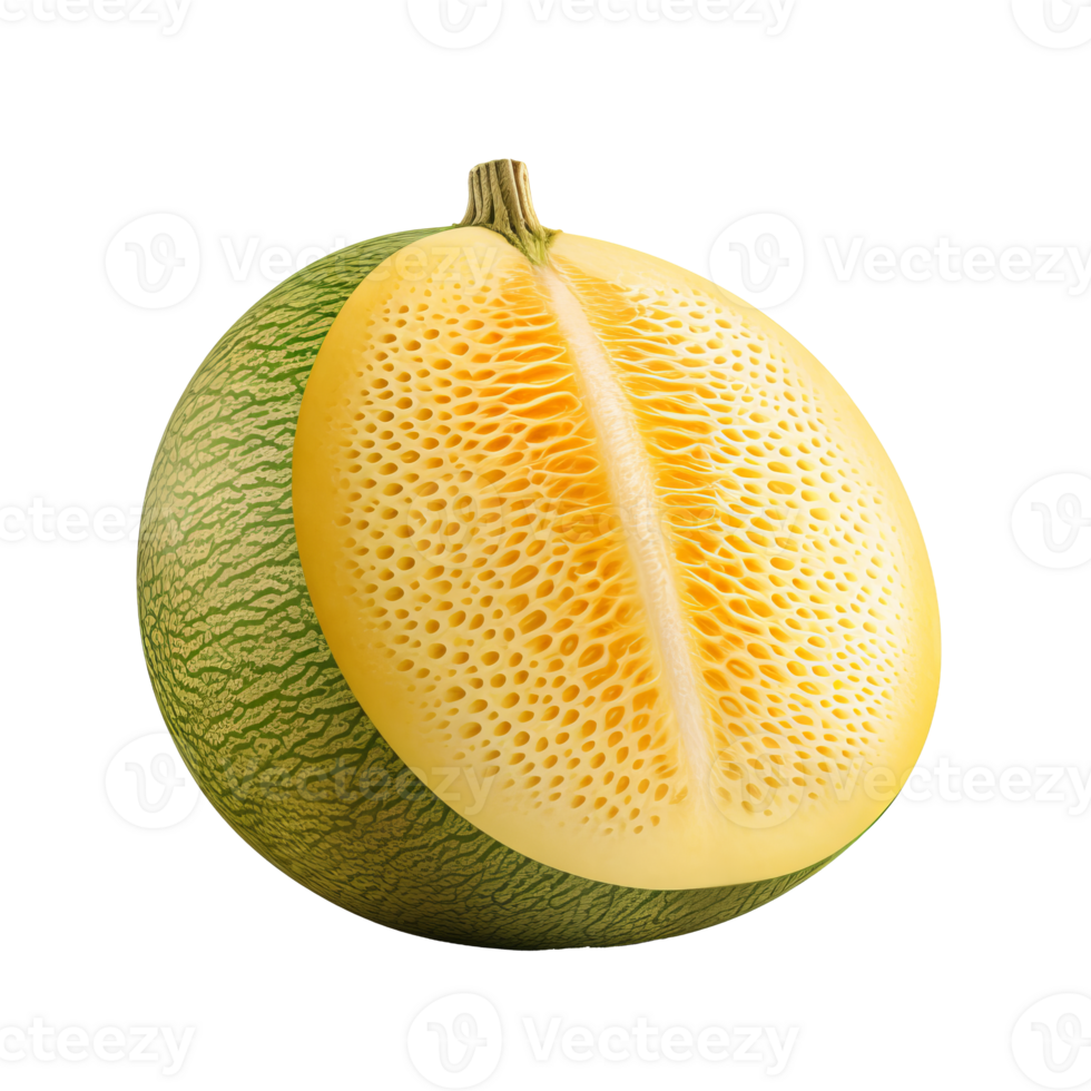 Melon with complete form, vivid color and realistic texture showcased on an invisible backdrop. png
